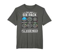 Piloto de avión The Only Six Pack Ever Need Student Pilot Camiseta, Hombre Tallas Grandes, Asfalto, 5X Alto