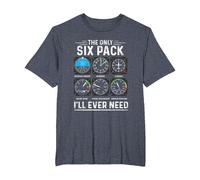 Piloto de avión The Only Six Pack Ever Need Student Pilot Camiseta, Hombre Tallas Grandes, Azul Jaspeado, 5X Alto