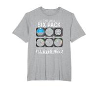 Piloto de avión The Only Six Pack Ever Need Student Pilot Camiseta, Hombre Tallas Grandes, Gris Jaspeado, 5X Alto