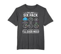 Piloto de avión The Only Six Pack Ever Need Student Pilot Camiseta, Hombre Tallas Grandes, Jaspeado Oscuro, 5X Alto