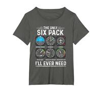 Piloto de avión The Only Six Pack Ever Need Student Pilot Camiseta, Mujer Tallas Grandes, Asfalto, 5XL Grande