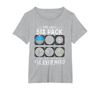 Piloto de avión The Only Six Pack Ever Need Student Pilot Camiseta, Mujer Tallas Grandes, Gris Jaspeado, 1XL Grande