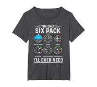 Piloto de avión The Only Six Pack Ever Need Student Pilot Camiseta, Mujer Tallas Grandes, Jaspeado Oscuro, 5XL Grande