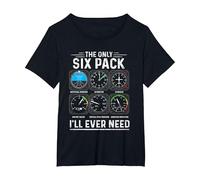 Piloto de avión The Only Six Pack Ever Need Student Pilot Camiseta, Mujer Tallas Grandes, Negro, 1XL Grande