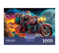 Piloto de Carrera Paquete Santa en Motocicleta Rompecabezas Cartón Reciclado 1000 Piezas, Entrenamiento Concentración, Regalo Personalizado, Decoración Pared, Diversión Post-Escolar 38x26cm/1000pcs