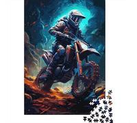 Piloto de Moto Off Road Puzzle de 1000 Piezas Papel Puzzle para Adultos Escena Dinámica de Carreras Relajación Concentración Decoración Familiar Regalo 52x38cm/1000pcs