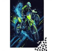 Piloto de Motocross Action Rompecabezas para Adultos |Estilo de ilustración neón dinámica| De Diversión Familiar 52x38cm/1000pcs