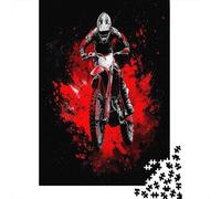 Piloto de Motocross ActionEstilo gráfico de Salpicaduras rojasRompecabezas De 1000 Piezas para Adultos, Juegos EduGatoivos52x38cm/1000pcs