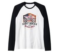 Piloto de Motocross American Womens Dirt Bikes and Mascara Girl Camiseta Manga Raglan
