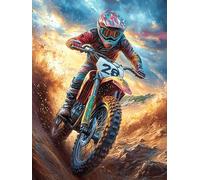 Piloto de motocross en el bosque mágico Rompecabezas 300 Piezas Cartón Grueso Para Coleccionistas Dibujo Animado de Paisajes de Cuento de Hadas Desconectar Rutina Ejercicio Mental Relajante Oferta Esp