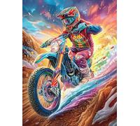 Piloto de Motocross en el Paisaje de Tierra Puzzles 1000 Piezas Impossible 3D Ultra Difícil Mitos de Cuento de Hadas Rompecabezas para Adultos Desafío Intelectual Estera Portátil DIY Moderno Creativo