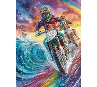 Piloto de Motocross en Las Olas del océano Puzzles 1000 Piezas Moderno Minimalista Cuento de Hadas fantástico Animal Rompecabezas Familiar para Adultos 3D Maquetas Construir Aliviar Estrés Decorativo