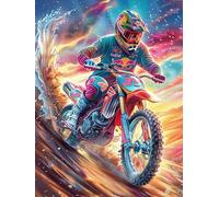 Piloto de Motocross en Pista de Tierra Puzzles 500 Piezas Portátil 3D Compacto Mitos fantásticos Rompecabezas Familiar para Toda La Familia Maquetas Educativas Construir Aliviar Estrés 500 PCS