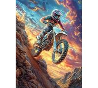 Piloto de motocross en un cañón ardiente Puzzles 1000 Piezas Estera Portátil Plegable Lindo cuento de hadas acompañante Rompecabezas Para Adultos Desafío Intelectual Aliviar Estrés Decoración Hogar 3D