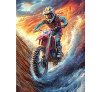 Piloto de motocross en un cañón ardiente Puzzles 500 Piezas Estera Portátil Familiar Grande Animal de cuento de hadas acompañante Rompecabezas Para Adultos Aliviar Estrés 3D Maquetas Construir DIY Mod