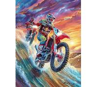 Piloto de motocross en un sendero de tierra Puzzle 500 Piezas Cartón Resistente Para Toda La Familia Sueño Mágico de Ciencia Ficción Entrenamiento Cerebral Diversión Familia Para Enmarcar Regalo De Añ