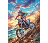 Piloto de Motocross en un Sendero de Tierra Rompecabezas 500 Piezas Cartón para Adultos Sueño Mágico de Ciencia Ficción Estimulación Cognitiva Mejora Coordinación Ojo-Mano Actividad Compartir Familia