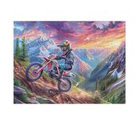 Piloto de Motocross Montaña Moto de Cross Aventura Salvaje Puzzle 500 Piezas para Adultos Agradable Cautivador Y Creativo Ocio Familiar Y Hobbies 500 PCS（52×38cm）