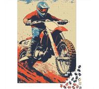 Piloto de Motocross Paquete Estilo Cartel Vintage Rompecabezas Cartón Reciclado 1000 Piezas, Regalo Personalizado, Decoración Pared, Vacaciones Familiares 52x38cm/1000pcs