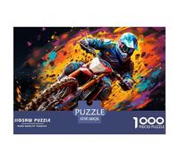 Piloto de Motocross Puzzle de 1000 Piezas Papel para Adultos Escena Dinámica y Colorida Juego de Puzzle Relajante Regalo Familiar 38x26cm/1000pcs