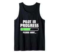 Piloto en progreso Piloto divertido Aviación Cita Piloto de línea aérea Camiseta sin Mangas