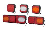 Pilotos Traseros Iluminación Luz Trasera LED Cuadrada Para Camión 12 V 24 Parachoques Trasero De Freno Giro Roja Y Ámbar Kit Luces Para Remolque(2pcs Red Red)