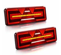 Pilotos Traseros LED Neón para Remolques, 12V-24V, con Triángulos Integrados, Multifunción, Homologados, 2 Unidades (Medio)
