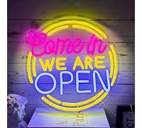 PILOYINDE Come In We Are Open Letrero de neón fuente de neón abierta decoración de pared de tienda luz de neón USB abierta colorida adecuada para decoración de bares decoración de cafeterías