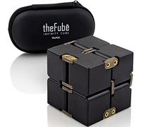 PILPOC Infinity Cube Fidget - Cubo mágico infinito de aluminio de con estuche exclusivo, resistente, pesado, alivia el estrés y la ansiedad, para TDAH, TOC (negro)