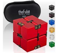 PILPOC theFube Cubo Infinito - Juguete Antiestrés Adultos y Niños - Alivia Ansiedad, TDAH y Autismo - Fidget Toy de Aluminio con Funda Exclusiva [Rojo]