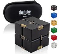 PILPOC theFube Fidget Toy - Juguetes Antiestrés Niños y Adultos - Alivia Ansiedad, TDAH y Autismo - Cubo Infinito de Aluminio con Funda Exclusiva [Negro]