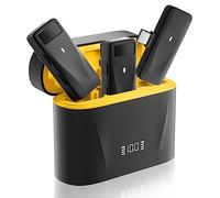 PILSAMAS Mini micrófono inalámbrico de solapa para Android, iPhone 15 Pro Max - 2 unidades, batería de 32 horas, cancelación de ruido, micrófono USB C, micrófono de iPhone con clip para grabación de