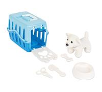 Pilsan 03358 mi Primera Mascota 6 Piezas Perro de Felpa Jaula de Transporte, Color:Azul