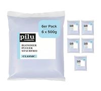 pilu cosmetic Polvo de blanqueo de 500 g, color azul, sin polvo, blanqueamiento suave, hasta 7 tonos, ultra fuerte, polvo blanqueador azul, antiamarillento (clásico sin polvo, 6 unidades)
