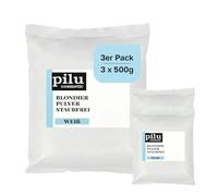pilu cosmetic Polvo para blanquear 3 x 500 g I Polvo de blanqueamiento blanco sin polvo en bolsa I Rubio cálido I Blanqueamiento suave hasta 7 tonos I Hair Bleach con anti-amarillento I Polvo