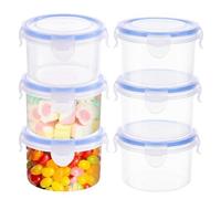 Pilyero 6 Piezas Tupper Plastico, 300ml Envases de Plastico con Tapa, Redondo Tapers para Comida Hermetico, Adecuado para Calentar O Almacenar Alimentos en el Refrigerador Y en el Microondas