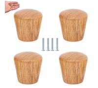 PILYON Pomos Armario 4 Piezas Pomos Y Tiradores De Madera Maciza Tirador Mini Cajón De Armario Tirador Pequeño Redondo,Roble,Superficie Curva De 22 * 22mm