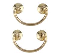 PILYON Pomos Armario Tirador De Bronce Chino 2Piezas Herrajes Para Muebles Antiguos Tirador De Cajón Anillo Colgante Tirador Sólido Longitud 10 5cm Distancia Del Agujero 8cm Color Latón