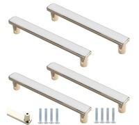 PILYON Pomos Y Tiradores Cocina 4 Piezas Tirador De Puerta De Armario Dorado Armario Zapatero Armario Tirador Oculto Tirador De Cajón Blanco, Blanco 128mm