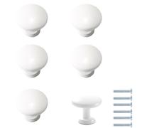 PILYON Tiradores Cajones 6 Piezas Pomos Y Tiradores De Armario Pomos De Puerta De Armario Para Habitación De Niños Tiradores Coloridos De Cajón De Armario,Blanco 27 * 27mm
