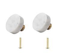 PILYON Tiradores Negros Perillas Y Tiradores De Latón De Mármol 2Piezas Perillas Para Puertas De Cajones Y Armarios Color Blanco Diámetro 40mm