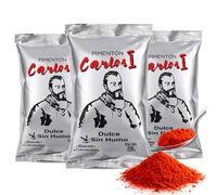 Pimentón de Cuacos de Yuste Dulce, Pimentón Carlos I, Especies para la cocina, Producido en Extremadura, Ideal para guisos, carnes, salsas y platos tradicionales, 3 bolsas de 250 gr