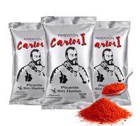 Pimentón de Cuacos de Yuste Picante, Pimentón Carlos I, Especies para la cocina, Producido en Extremadura, Ideal para guisos, carnes, salsas y platos tradicionales, 3 bolsas de 250 gr