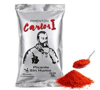Pimentón de Cuacos de Yuste Picante, Pimentón Carlos I, Especies para la cocina, Producido en Extremadura, Ideal para guisos, carnes, salsas y platos tradicionales, 1 bolsa de 250 gr
