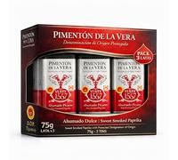 Pimentón de la Vera Ahumado Dulce, Denominación Origen Protegida, Pimentón Yuste 1557, Producido en Extremadura, Ideal para guisos, carnes, salsas, embutidos y platos tradicionales, 3 botes de 75 gr