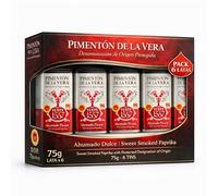 Pimentón de la Vera Ahumado Dulce, Denominación Origen Protegida, Pimentón Yuste 1557, Producido en Extremadura, Ideal para guisos, carnes, salsas, embutidos y platos tradicionales, 6 botes de 75 gr