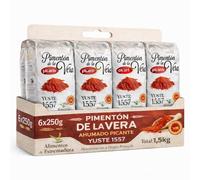 Pimentón de la Vera Ahumado Picante, Denominación Origen Protegida, Pimentón Yuste 1557, Producido en Extremadura, Ideal para guisos, carnes, salsas y platos tradicionales, 6 bolsas de 250 gr