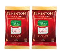 Pimentón de la Vera Picante El Rey D.O.P. - Sabor Intenso y Aroma Único | Secado Tradicional con Leña de Encina y Roble | Ideal para Guisos, Salsas, Adobos, Carnes, Arroces y Pescados - Pack 2 uds