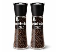 Pimienta Negra Carmencita en grano, Formato molinillo gigante, Para moler al momento y potenciar el sabor debplatos con un toque aromático, cálido y ligeramente picante, Contiene 2 unidades de 190 g