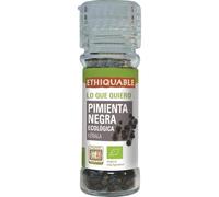 Pimienta Negra Kerala Molinillo Ethiquable Bio 55 g | Pimienta Negra Ecológica en Grano | Molinillo Integrado | Especia Aromática